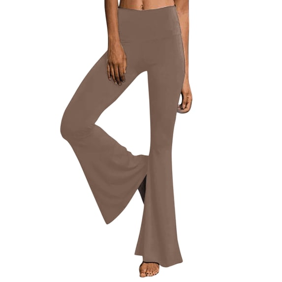 Khaki Leggings For Women High Waist Wide Leg Palazzo Bell Bottom Yoga Flare Trousers Legging Size L