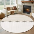 thumbnail image 1 of Khaki Linear Round Rug 6Ft Minimalist Boho Cream Beige Stripes Farmhouse Circle Area Rugs Washable Non Slip Indoor Floor Mats Carpet for Living Room Bedroom Dining Room Home Decor, 1 of 9