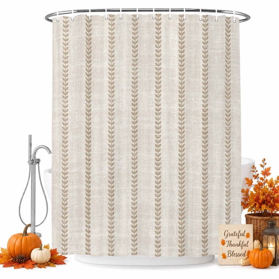 Khaki Lines Pattern Shower Curtain Set - Small 36" x 72" Washable Bathtub Curtain with 12 Hooks, Beige Vertical Stripes Modern Simple Waterproof Fabric Stall Shower Curtains for Bathroom Décor
