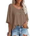 thumbnail image 1 of Khaki M WIZUTIZ Corset Tops for Women up to 50% Off Retro Holiday Beach Tunics Shirts Short Sleeve Casual Solid T-shirt Cotton Blend Round Neck Basic Tops Loose Fit Fluffy Tshirts Lightweight Ladies, 1 of 6