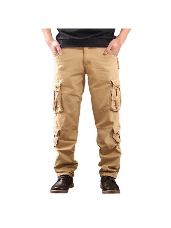 Khaki Man Thick Thermal Fuzzy Waterproof Straight Leg Trousers Pants for Mens Fleece Lined Sherpa Work Wild Cargo Work Out Gym Hiking Winter Fall Trousers Pants 2025 38