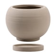 thumbnail image 1 of Khaki Matte Ceramic Flowerpot, Round Short Shape for Dining Table Windowsill Pothos Snake Plant, Includes Drip Tray Mess Free, 1 of 6