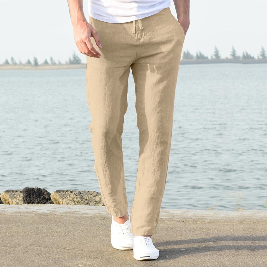 福袋 セール Khaki Pure Blend Cotton Work Casual Men Fashion Pants Men'S Clothing