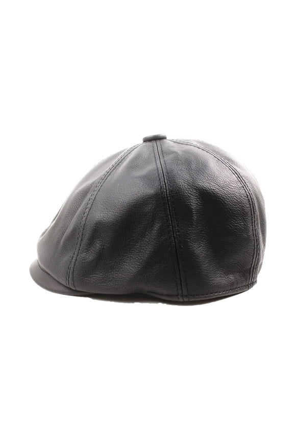 Khaki Men's Newsboy Cowskin Leather Octagonal Cap Male Beret Autumn Winter Men Vintage Duckbill Hats ,Classic Design