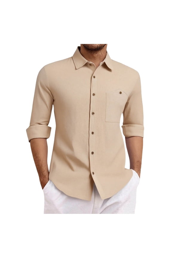 Khaki Mens Cardigan Basic Outerwear for Man Long Sleeve Turtle Neck Faux Linen Lounge Summer Fall Button 2026 Clothing Fashion Y2K 3XL