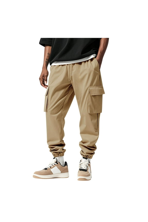 Khaki Mens Cargo Track Athletic Lounge Stretch Jogger Going Out Pants for Mens Slimming Tunics Pleated Basic Summer Fall Pants 2026 Clothes Fashion Y2K L