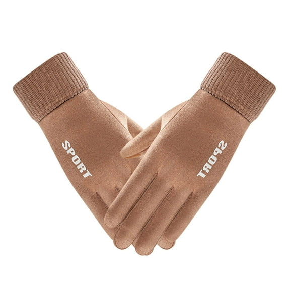 Khaki Mens Winter Warm Gloves Full Finger Thermal Touchscreen Windproof Gloves For Outdoor Activities 9.1 By 3.7 Inch 1 Pair Fleece Lined Thick Gloves For Cold Weather