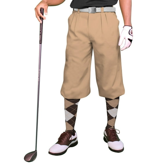 Khaki Microfiber Golf Knickers ( Plus Fours) for Men - 52"