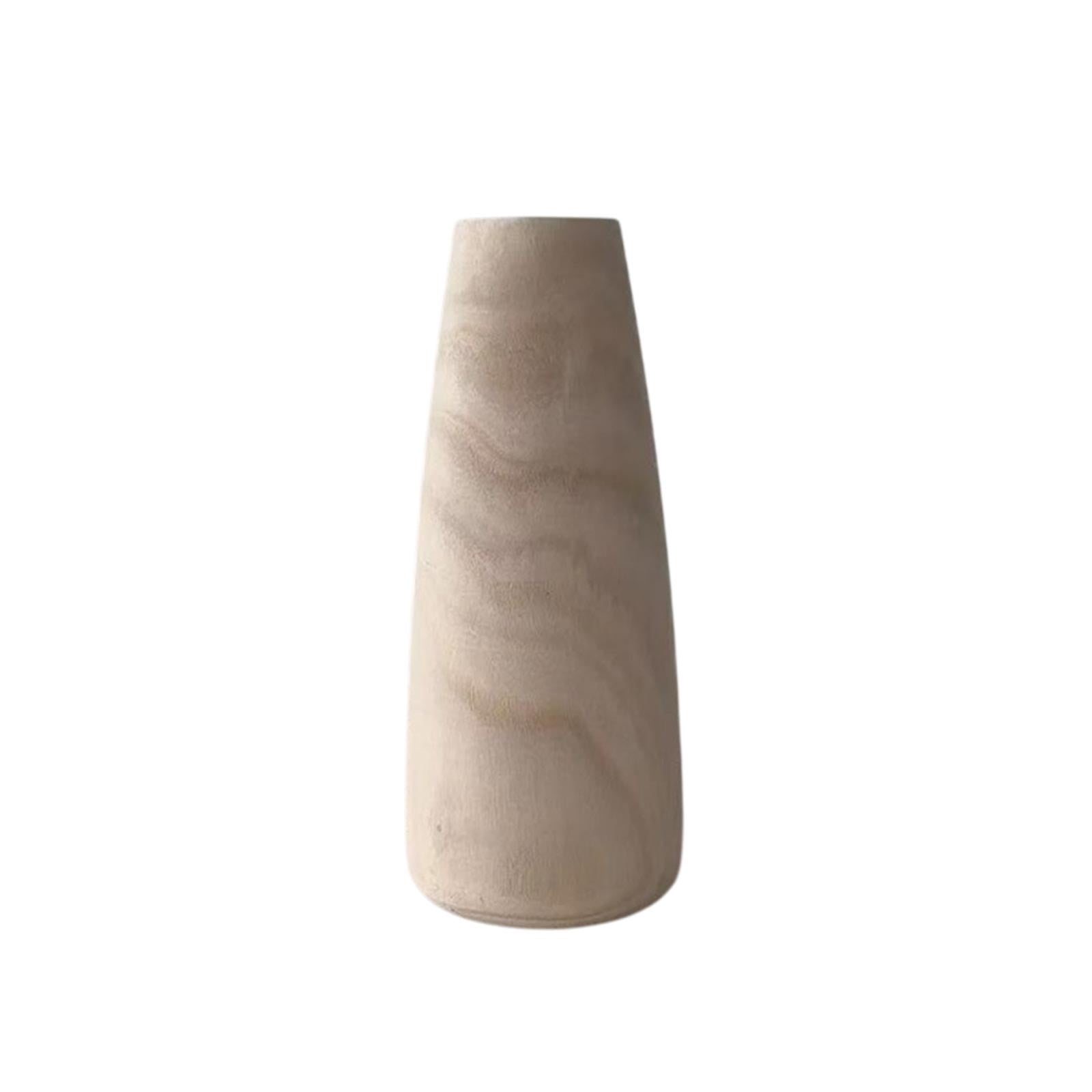 Khaki Minimalist Solid Wood Vase Wooden Home Decor Flower Vase ...