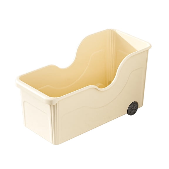 Khaki Multifunctional Storage Box On Wheels Made From Durable Plastic Designed For Organizing Kitchenware Pots Lids And Spices In Cabinets And Pantries