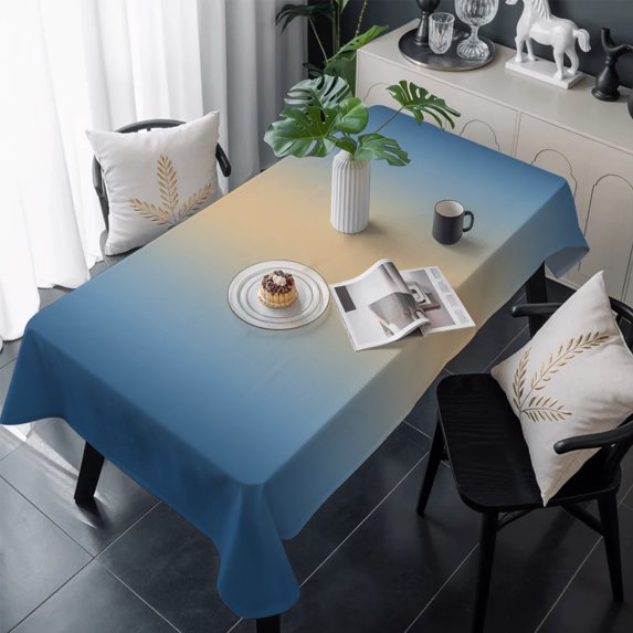 Khaki Navy Blue Ombre Table Cloth Waterproof Tablecloths, Modern Abstract Art Gradient Tablecloth Dining Table Cover for Kitchen Party Tabletop Outdoor, Rectangle Tablecloth 60x120 Inch