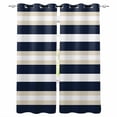 thumbnail image 1 of Khaki Navy Blue Striped Blackout Curtains for Bedroom Living Room Darkening Curtains 54 Inch Long Farmhouse Abstract Lines Art Short Curtain for Small Window Treatment Grommet Drapes 52"x54"x2, 1 of 9