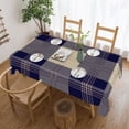 thumbnail image 1 of Khaki Navy Blue Tartan Plaid Rectangular Tablecloth 60"x86" with Lace Edge, Washable Durable Table Cover for Dining, Indoor Outdoor Home Restaurant Decor, 1 of 5