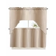 thumbnail image 1 of Khaki Ombre Kitchen Curtain and Valance Set 3 Pieces,Rod Pocket Short Tier Curtains 24 Inch Length,Modern Abstract Art Farmhouse Gradient Swag Topper Small Window Treatment for Cafe Bathroom Bedroom, 1 of 6