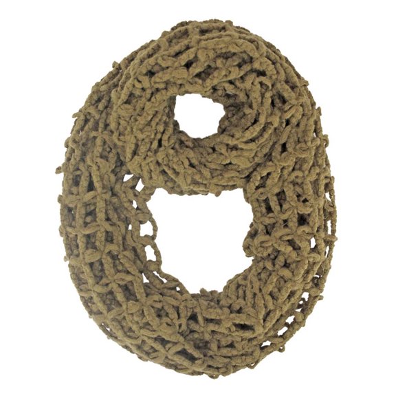 Khaki Open Caged Knit Winter Infinity Scarf