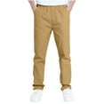 thumbnail image 1 of Khaki Pants Boys Slim Fitting Elastic Waisted Stretch Pull on Golf Trousers, Kids Twill School Uniform Straight Leg Sports Pants with Pockets Flowy Pants for Kids Khaki 13Y, 1 of 8