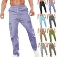 thumbnail image 1 of Khaki Pants Mens Cameland Men Fashion Casual Sports Zipper Drawstring Straight Leg Cargo Full Length Pants Gray XXL, 1 of 6