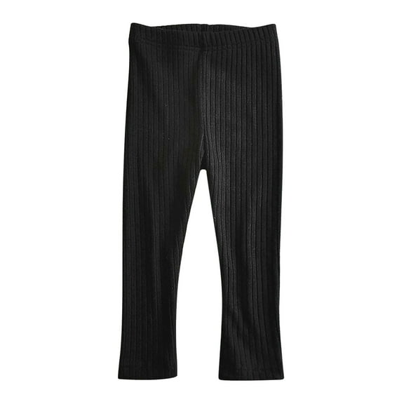 Khaki Pants for Toddler Boys Fall Winter Girls Elastic Pants Fashion Solid Color Brushed Warm Casual Plush Leggings New Full Length Pants Leggings Black 1-2T