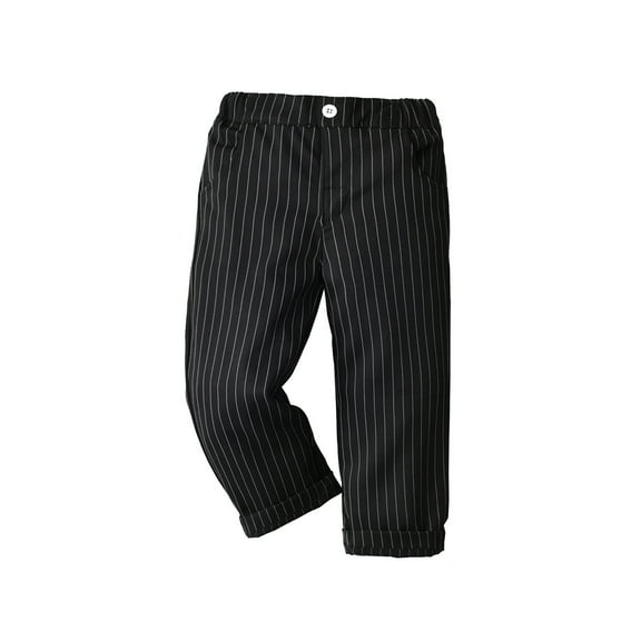 Khaki Pants for Toddler Boys Toddler Kids Big Boy Fashion Cute Solid Color Stripe Casual School Uniform Suit Pants Trousers New Full Length Pants Black 18 Months
