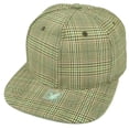 thumbnail image 1 of Khaki Plaid Pattern Print Snapback Flat Bill Blank Hat Cap Plain Adjustable, 1 of 2