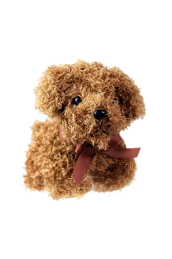 Khaki Plush Simulation Poodle Dog Keychain Toy Doll Stuffed Pendant Kids Fun 4.7 Inch