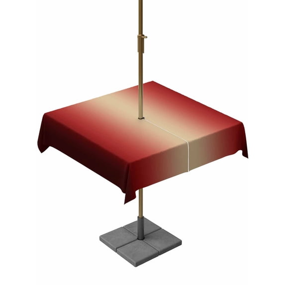 Khaki Red Black Ombre Outdoor Tablecloth with Umbrella Hole, Modern Abstract Art Gradient Spillproof Waterproof Outdoor Table Cover, Patio Tablecloths for Party/Garden/Picnic, Square 60"x60"