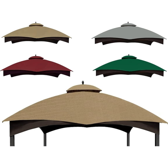 Khaki Ripstop Replacement Top Compatible with Lowe's Allen Roth 10X12 Gazebo Model #GF-12S004B-1/ GF-12S004BTO
