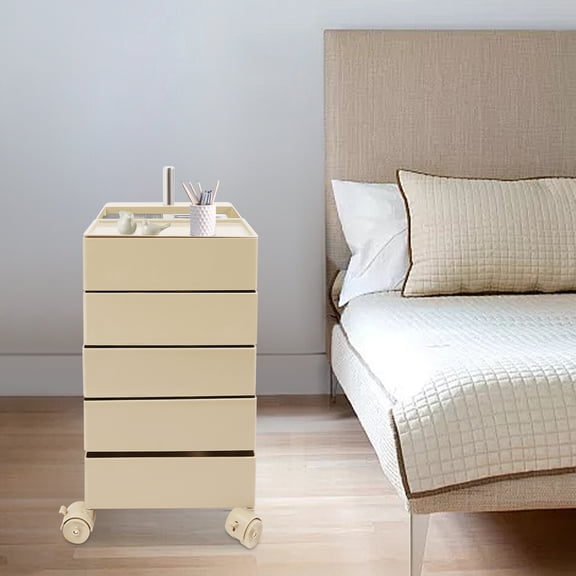 Khaki Rotating Storage Rack 360 Rotating Sofa Side Cabinet Metal ABS