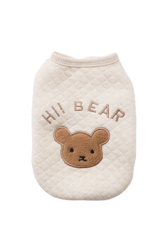 Khaki S Bear Embroidered Plush Dog Vest Winter Warm Coat For Small Dogs Corgi Bichon Pomeranian Cotton Size S 12X10Inch