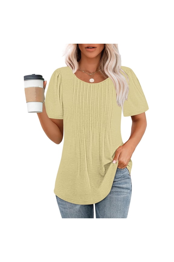 Khaki S WIZUTIZ Womens Blouse Sales Cotton Blend Fashion Ultra Soft Trendy Tshirt Ladies Linen Crew Neck Shirts Cozy Style Solid Tops Vintage Plain Tshirts Pure Colour Short Sleeve Tee T-sh