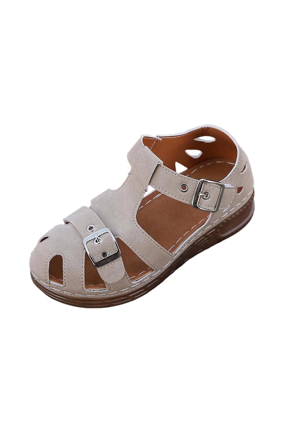 Khaki Sandals For Womens Casual Wedge Heel Peep Toe With Hollow Out Detail Covered Toe Thick Sole For Summer Indoor And Outdoor Wear Size 38