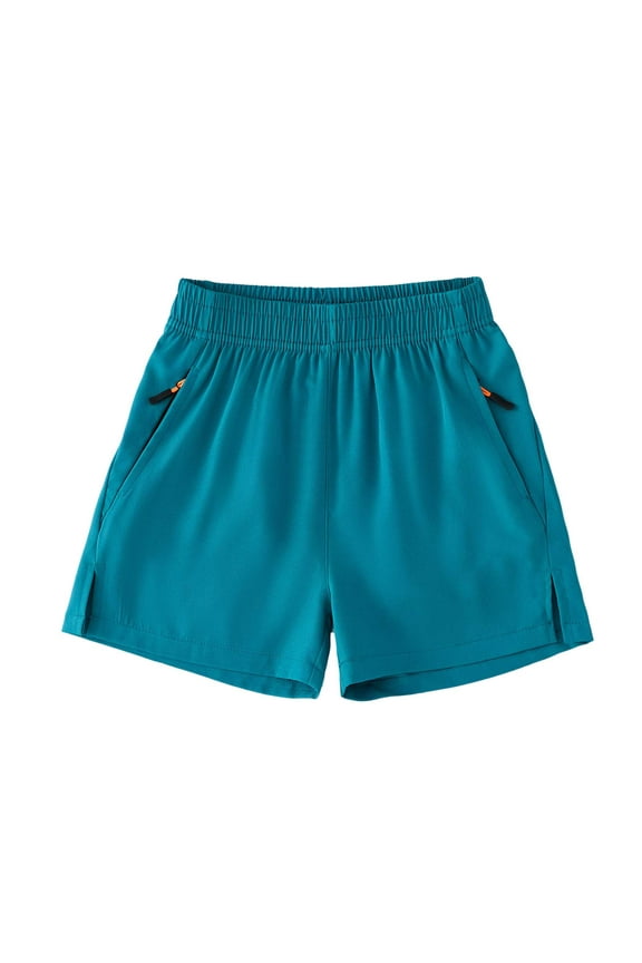 Khaki Shorts for Girls Uniform Big Boy's Casual Shorts Summer Cotton Classic Fit Elastic Waist Shorts with Zipper Pockets Boy's Quick Dry Running Shorts