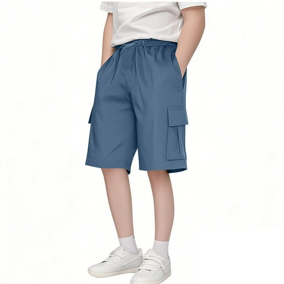 Khaki Shorts Juniors Toddler Baby Boys Elastic Waist Cargo Shorts Solid Color Pull On Shorts Summer School Un𝐢form Trousers Clothes