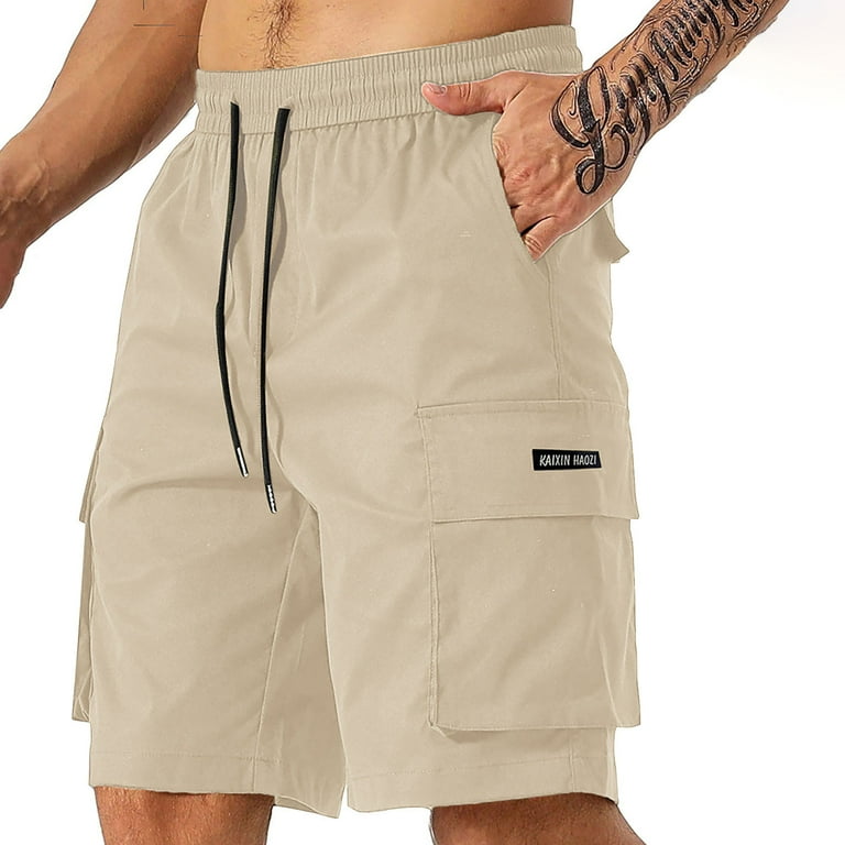 Khaki Shorts Mens Elastic Waist Shorts Men'S Mens Cargo Shorts