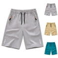 thumbnail image 1 of Khaki Shorts for Toddler Boys Big Boy's Casual Shorts Summer Cotton Classic Fit Elastic Waist Shorts with Zipper Pockets Boy's Quick Dry Running Shorts, 1 of 8