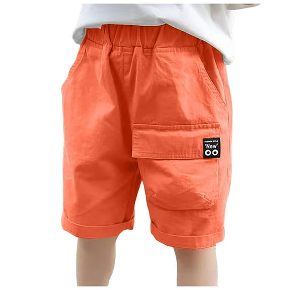 Khaki Shorts for Toddler Boys Boy's Baggy Cargo Shorts Straight Leg Cool Shorts Flap Pocket Letter Patched Short Boys School Uniform Shorts with Pockets Jogger Summer Cargo Short for Kids