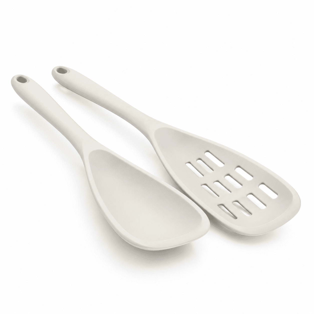 Khaki Silicone Cooking Spoons for Nonstick Cookware, 2 Pack One-Piece ...