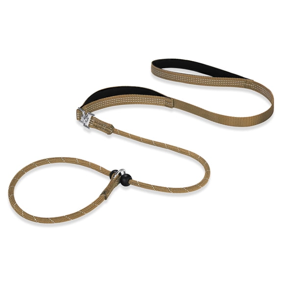 Khaki Slip Lead Dog Leash, Training Lead, 360Swivel Anti-Tangle No-Pull Slip Leash and Collar, Heavy Duty & Durable Nylon, Padded Handle, for All Breeds 6FT