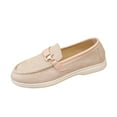 thumbnail image 1 of Khaki Slip-On Suede Loafers For Women With Metal Accent Casual Comfort Flats, 1 of 9