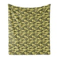 thumbnail image 1 of Khaki Soft Flannel Fleece Throw Blanket, Repeating Camouflage Pattern Nested Abstract Spots, Cozy Plush for Indoor and Outdoor Use, 70" x 90", Army Green Yellow, by Ambesonne, 1 of 5