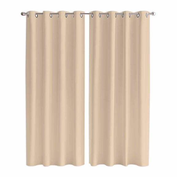Khaki Solid Color Kitchen Curtains 84 Inch Length, Aesthetics Contemporary Luxury Grommet Top Bedroom Living Room Curtains, Light Filtering Cafe Curtain Drapes 2 Panels Set 84''x84''