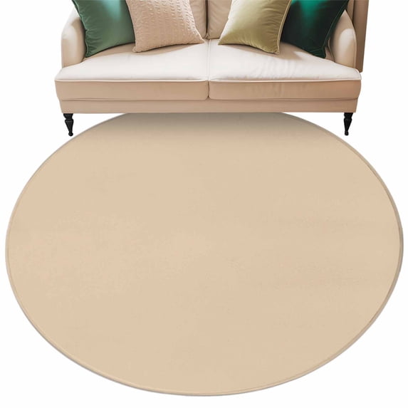 Khaki Solid Color Round Area Rugs Collection 5', Aesthetics Contemporary Luxury Non Slip Indoor Circular Throw Runner Rug Floor Mat Carpet for Living Room Dining Table Bedroom Nursery
