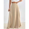 thumbnail image 1 of Khaki Solid High Waist Flowing Maxi Skirt, 1 of 6
