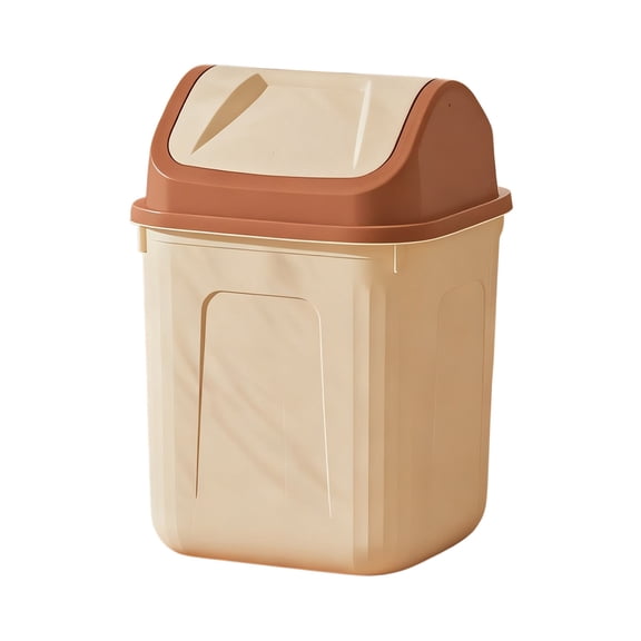Khaki Square Trash Can With Lid For Office Bathroom Waste Bin Plastic Garbage Bin Odor Control Small Space Desk Side Bin Khaki Size 13X9 Inches