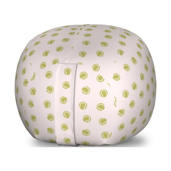 Khaki Storage Toy Bag Chair, Sports Themed Repetitive Pattern with Simplistic Tennis Balls Print, Stuffed Animal Organizer Washable Bag, Large Size, Pale Pink Khaki, by Ambesonne