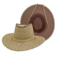 thumbnail image 1 of VONCOS Khaki Straw Cowboy Hat Wide Brim Western Style Breathable Sun Protection Unisex for Outdoor Summer Vacation Country Concert Adjustable,Size M, 1 of 2