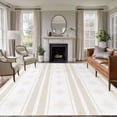 thumbnail image 1 of Khaki Stripe Pattern Washable Area Rug 5 x 8 ft Boho Cream Beige Stripes Farmhouse , Soft Non Slip Rugs Stain Repellent Indoor Felt Carpet for Living Dining Room Bedroom Home Office, 1 of 9