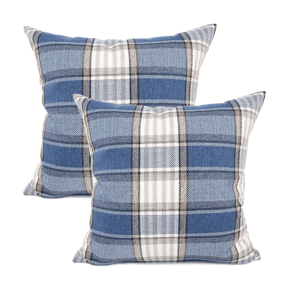 Khaki/Stripe Retro Farmhouse Outdoor Buffalo Tartan Chequer Plaid Cotton Linen Decorative Throw Pillow Case Cushion Cover Pillowcase for Sofa 18 x 18 Inch, Set of 2