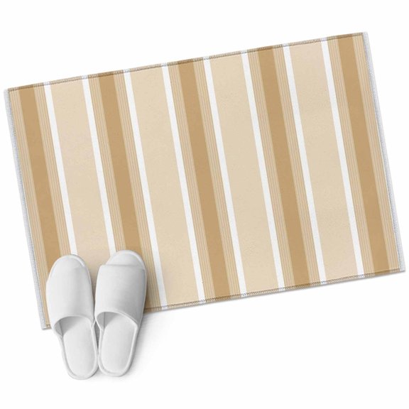 Khaki Striped Bathroom Rug Washable 2x3 Entryway Rug Non Slip Geometric Modern Vertical Lines Abstract Front Door Mat Low Pile Indoor Doormat Throw Floor Carpet for Kitchen Bedroom Entrance