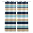 thumbnail image 1 of Khaki Striped Blackout Curtains for Bedroom/Living Room, Thermal Insulated Kitchen Curtains, Navy Blue Farmhouse Stripes Modern Abstract Art Grommet Darkening Window Treatment Drapes 27.5"x39"x2, 1 of 8